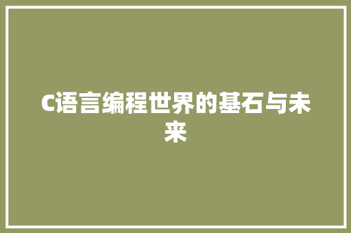 C语言编程世界的基石与未来