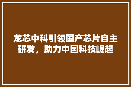 龙芯中科引领国产芯片自主研发，助力中国科技崛起