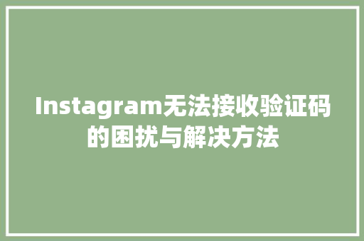 Instagram无法接收验证码的困扰与解决方法
