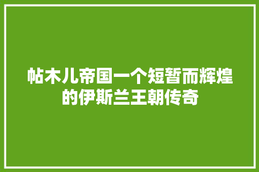 帖木儿帝国一个短暂而辉煌的伊斯兰王朝传奇