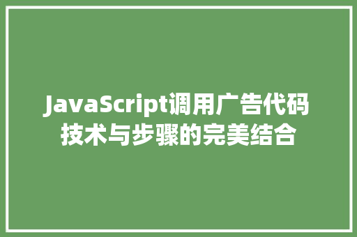 JavaScript调用广告代码技术与步骤的完美结合