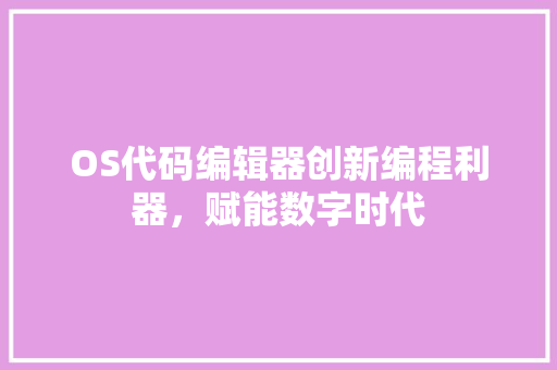 OS代码编辑器创新编程利器，赋能数字时代