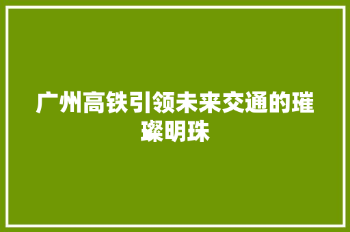 广州高铁引领未来交通的璀璨明珠