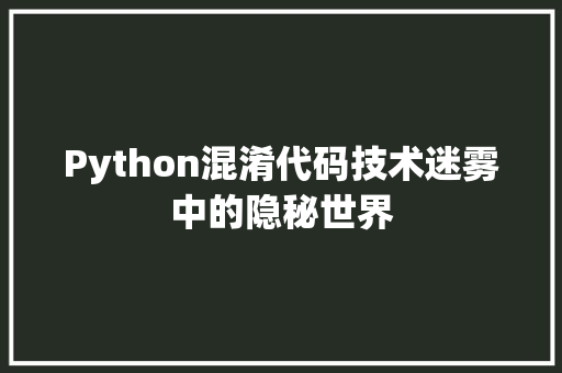 Python混淆代码技术迷雾中的隐秘世界