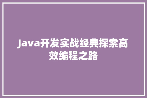 Java开发实战经典探索高效编程之路