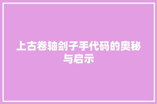 上古卷轴刽子手代码的奥秘与启示