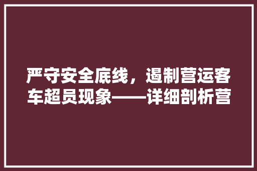 严守安全底线，遏制营运客车超员现象——详细剖析营运客车超员代码及治理步骤