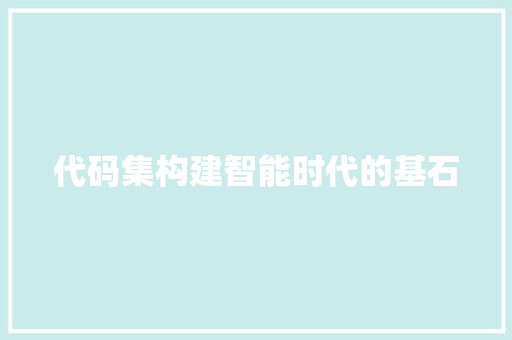 代码集构建智能时代的基石