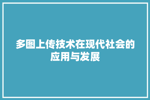 多图上传技术在现代社会的应用与发展