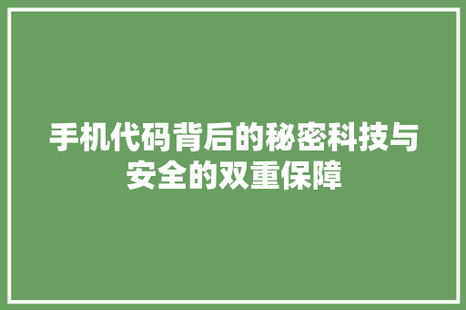 手机代码背后的秘密科技与安全的双重保障