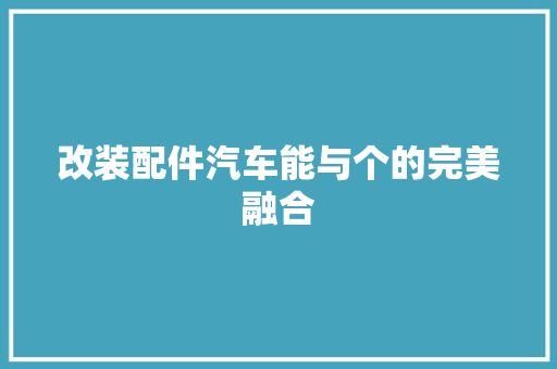 改装配件汽车能与个的完美融合