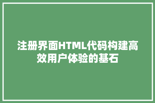 注册界面HTML代码构建高效用户体验的基石