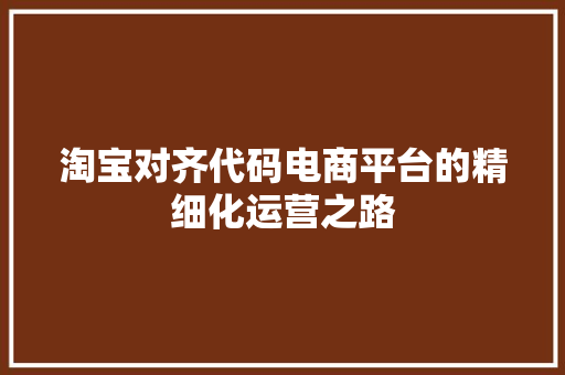 淘宝对齐代码电商平台的精细化运营之路