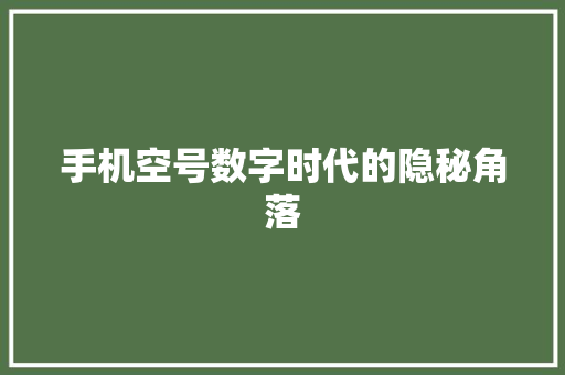 手机空号数字时代的隐秘角落