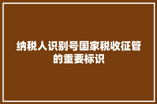 纳税人识别号国家税收征管的重要标识