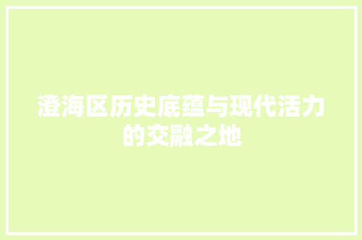 澄海区历史底蕴与现代活力的交融之地