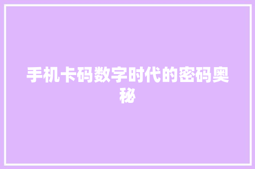 手机卡码数字时代的密码奥秘