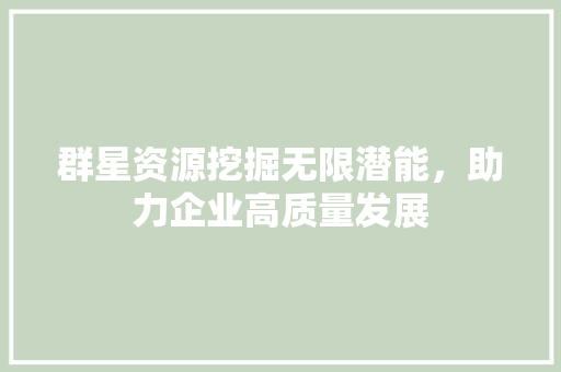 群星资源挖掘无限潜能，助力企业高质量发展