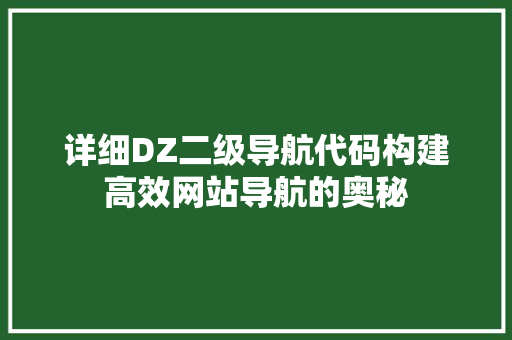 详细DZ二级导航代码构建高效网站导航的奥秘