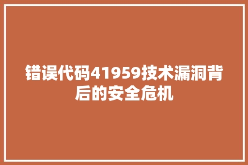 错误代码41959技术漏洞背后的安全危机
