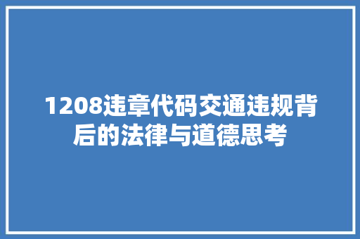1208违章代码交通违规背后的法律与道德思考