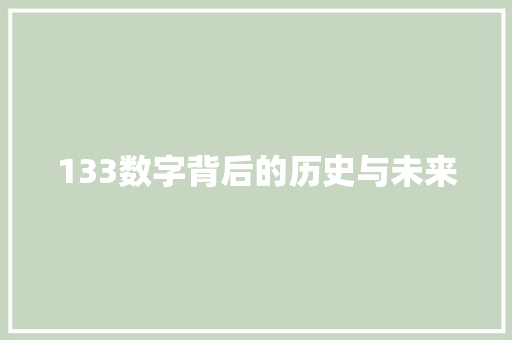 133数字背后的历史与未来