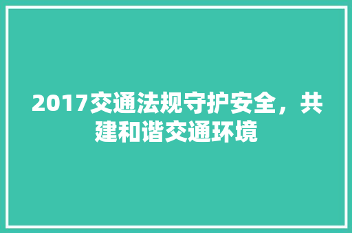 2017交通法规守护安全，共建和谐交通环境