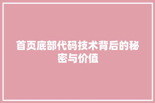 首页底部代码技术背后的秘密与价值
