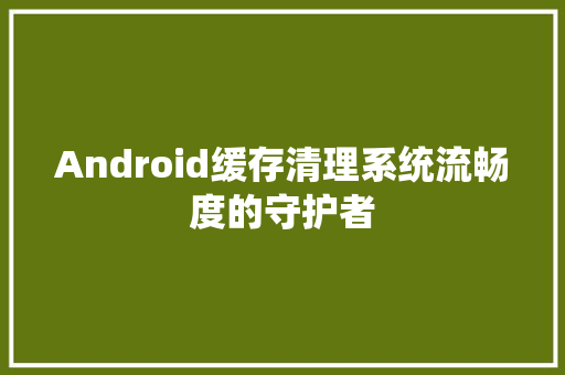 Android缓存清理系统流畅度的守护者