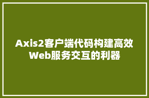 Axis2客户端代码构建高效Web服务交互的利器