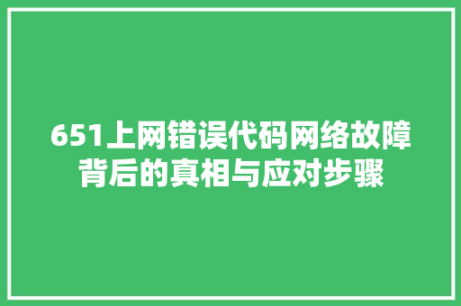 651上网错误代码网络故障背后的真相与应对步骤