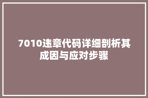 7010违章代码详细剖析其成因与应对步骤