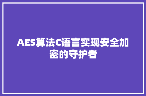 AES算法C语言实现安全加密的守护者