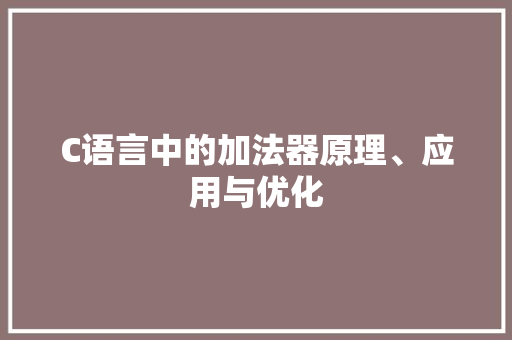 C语言中的加法器原理、应用与优化