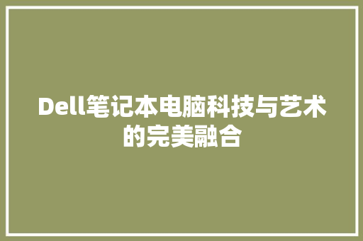 Dell笔记本电脑科技与艺术的完美融合