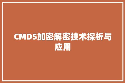 CMD5加密解密技术探析与应用