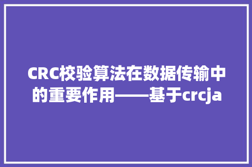 CRC校验算法在数据传输中的重要作用——基于crcjava的实现与分析