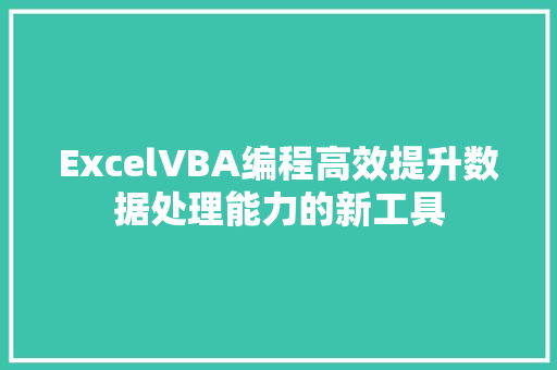 ExcelVBA编程高效提升数据处理能力的新工具