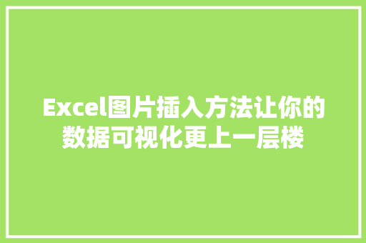 Excel图片插入方法让你的数据可视化更上一层楼