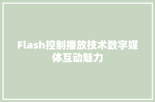 Flash控制播放技术数字媒体互动魅力