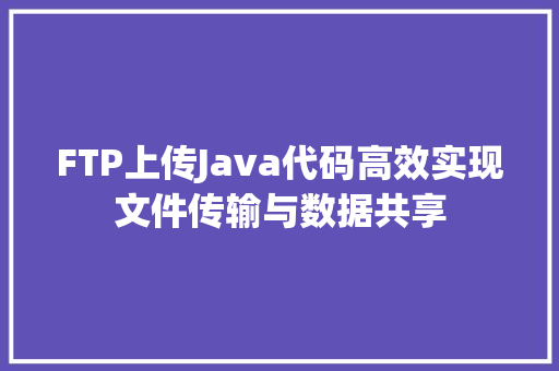 FTP上传Java代码高效实现文件传输与数据共享