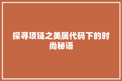 探寻项链之美属代码下的时尚秘语