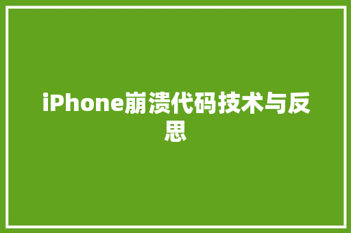 iPhone崩溃代码技术与反思