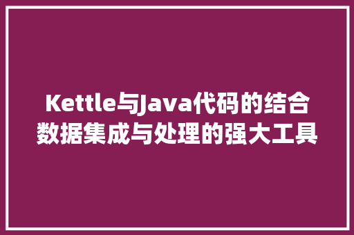 Kettle与Java代码的结合数据集成与处理的强大工具