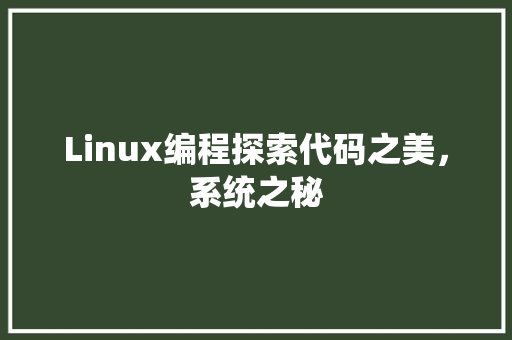 Linux编程探索代码之美，系统之秘