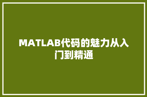 MATLAB代码的魅力从入门到精通