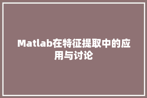Matlab在特征提取中的应用与讨论