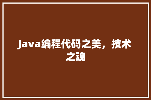 Java编程代码之美，技术之魂