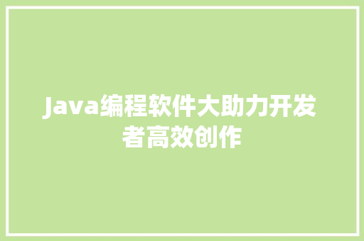 Java编程软件大助力开发者高效创作