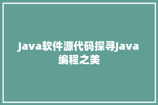 Java软件源代码探寻Java编程之美